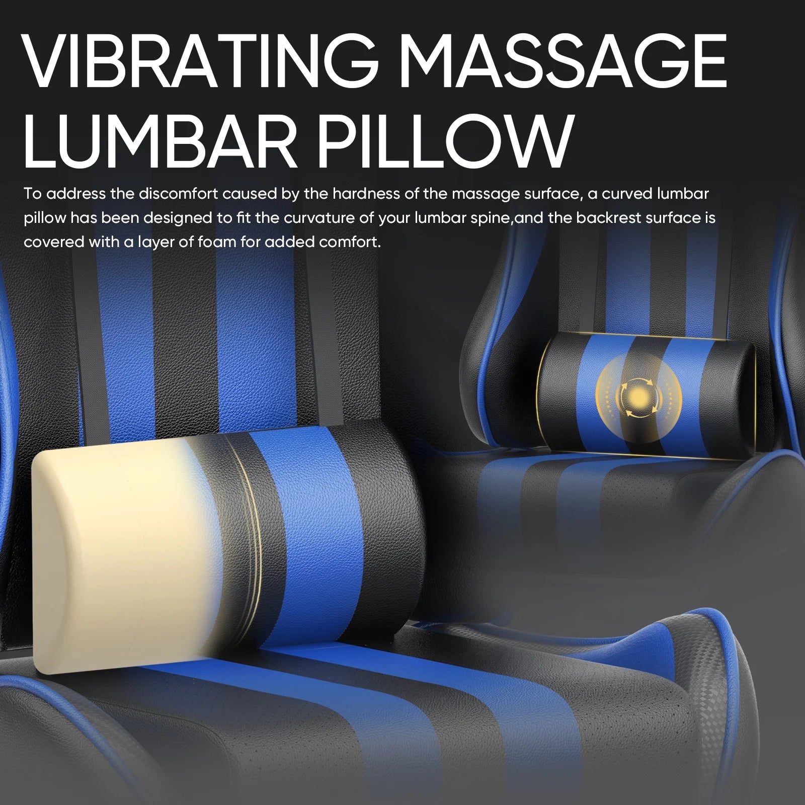 Gaming Chair with Footrest, High Back Game Gamer Chair for Adult, Ergonomic Office Chair with Massage Lumbar Pillow, Computer Chair Height Adjustable with Swivel, Blue