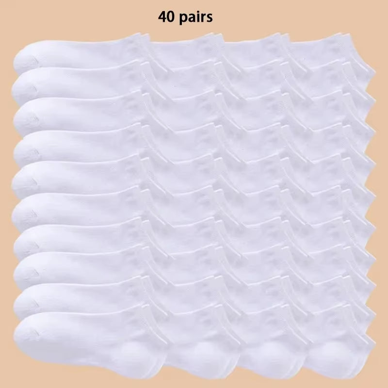 10/12/20/40 Pairs Men Boat Socks Business Sport Sweat Absorption Mature Summer Autumn Solid Color Soft Non Pilling Ankle Socks