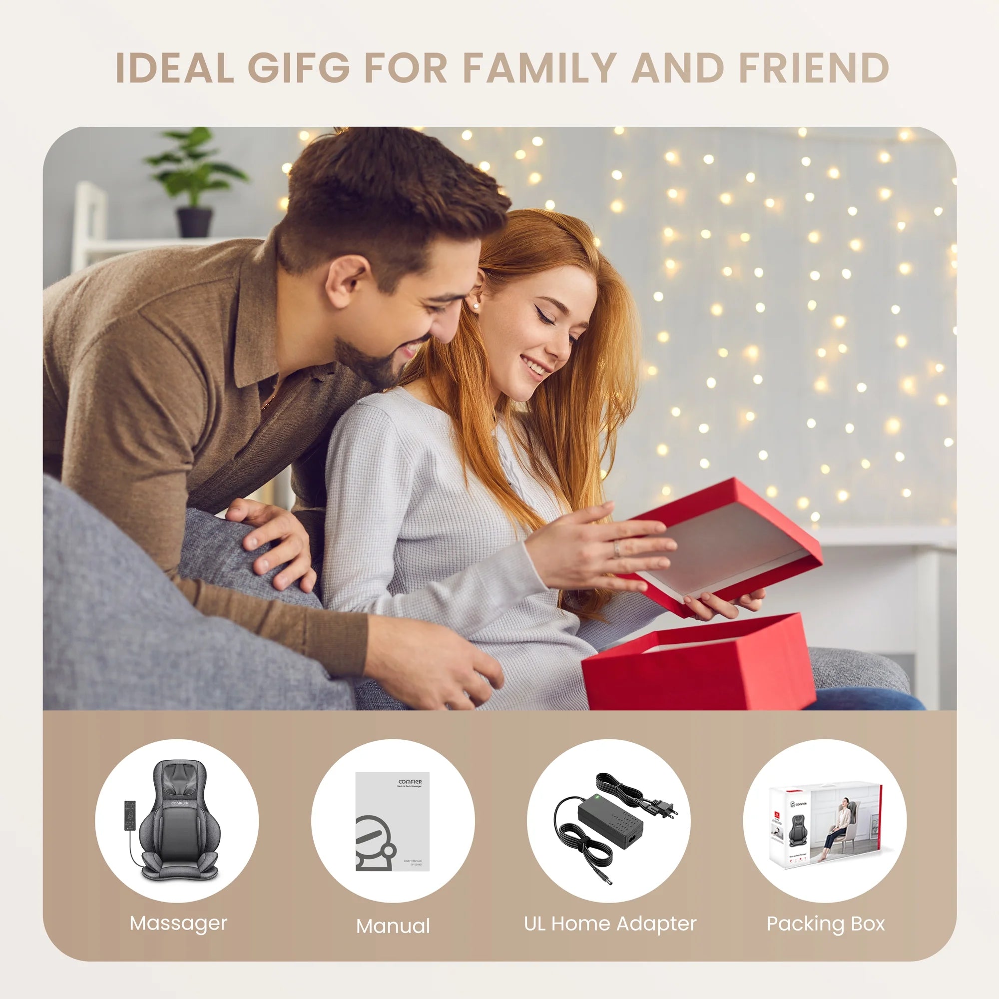 Shiatsu Neck Back Massager, 2D/3D Kneading Massage Chair Pad, Heating Compression Seat Cushion Massagers, Father'S Day Gifts - Black